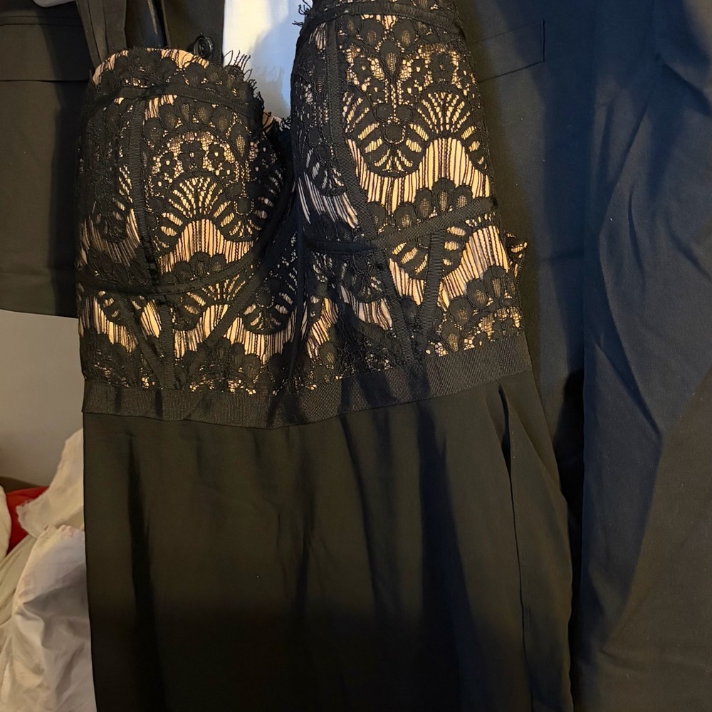 City chic Elegant Black Lace Women's midi dress